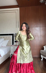 Gorgeous Green Color Sequence Work Sharara Suit