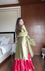 Gorgeous Green Color Sequence Work Sharara Suit