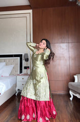 Gorgeous Green Color Sequence Work Sharara Suit