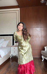 Gorgeous Green Color Sequence Work Sharara Suit