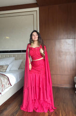 Gorgeous Pink Color Sequence Work Lehenga