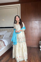 Lovely Off White Color Sequence Work Sharara Suit