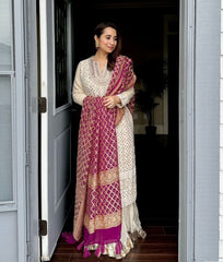 Fabulous White Sequence Work Georgette Palazzo Suit