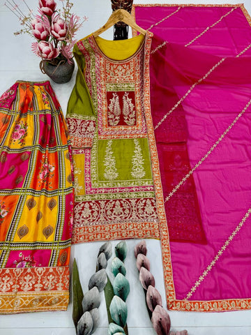 Mesmerizing Multi Color Sequence Work Sharara Suit