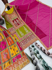Mesmerizing Multi Color Sequence Work Sharara Suit