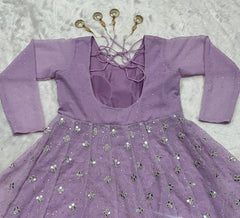 Daisy Lavender Color Blooming Foil Work Anarkali Gown