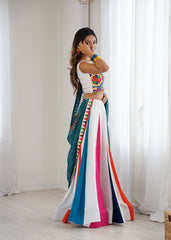 Multicolor Rayon Plain Work Lehenga Choli For Navratri Wear