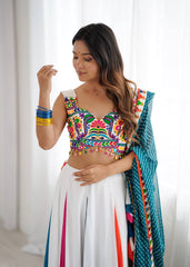 Multicolor Rayon Plain Work Lehenga Choli For Navratri Wear