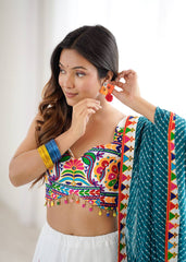 Multicolor Rayon Plain Work Lehenga Choli For Navratri Wear