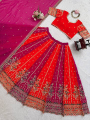 Trendy Orange Color Sequence Work Georgette Lehenga Choli