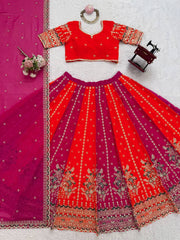 Trendy Orange Color Sequence Work Georgette Lehenga Choli