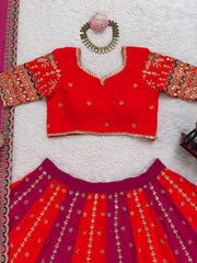 Trendy Orange Color Sequence Work Georgette Lehenga Choli
