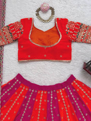 Trendy Orange Color Sequence Work Georgette Lehenga Choli