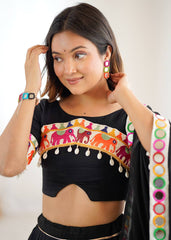 Gorgeous Black Rayon With Mirror Work Lehenga Choli
