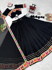 Gorgeous Black Rayon With Mirror Work Lehenga Choli