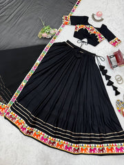 Gorgeous Black Rayon With Mirror Work Lehenga Choli