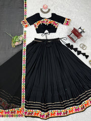 Gorgeous Black Rayon With Mirror Work Lehenga Choli