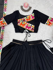 Gorgeous Black Rayon With Mirror Work Lehenga Choli