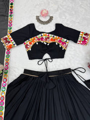 Gorgeous Black Rayon With Mirror Work Lehenga Choli
