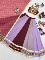 Pink Color Mirror Work Lehenga Choli For Navratri Wear