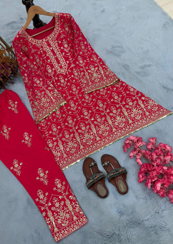 Designer Georgette Sequence Work Palazzo Suit