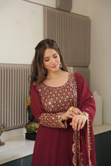 Exclusive Red Georgette Embroidery Sharara Suit