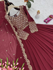 Exclusive Red Georgette Embroidery Sharara Suit