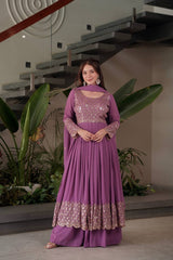 Exclusive Red Georgette Embroidery Sharara Suit