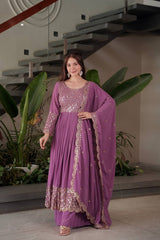 Exclusive Red Georgette Embroidery Sharara Suit