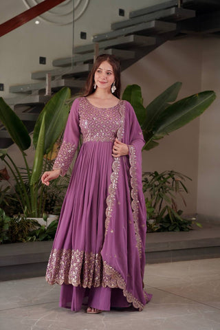 Exclusive Red Georgette Embroidery Sharara Suit