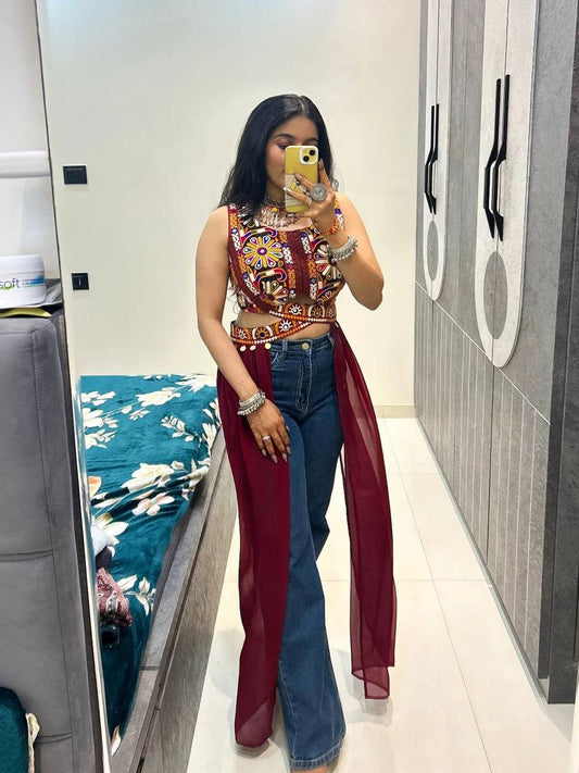 Trendy Maroon Georgette Work Lehenga Choli