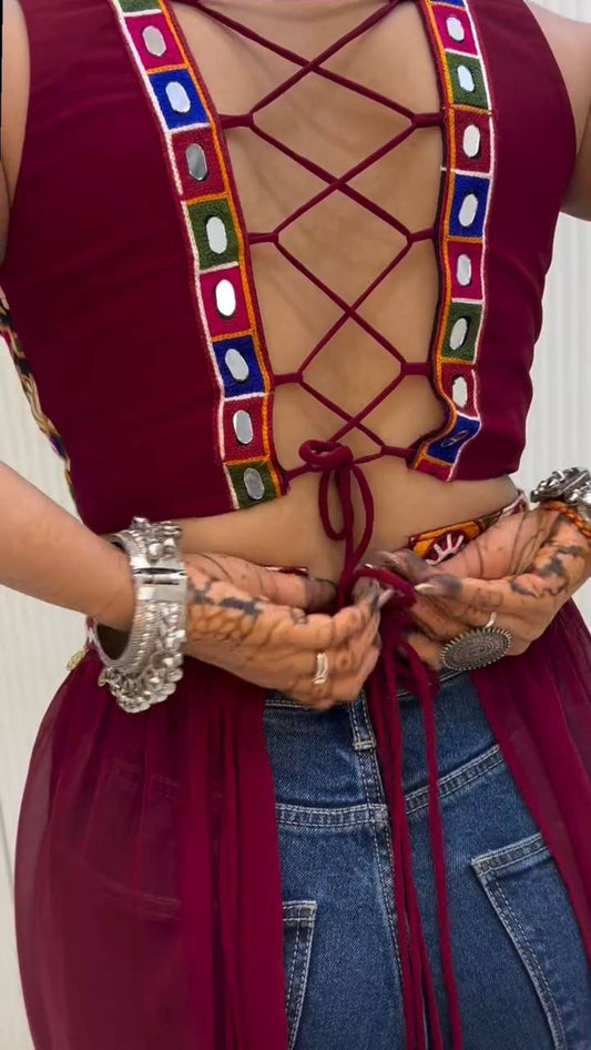Trendy Maroon Georgette Work Lehenga Choli