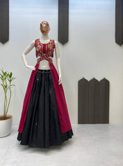 Trendy Maroon Work Georgette Lehenga Choli For Navratri Wear