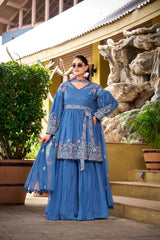 Gorgeous Pink Georgette Embroidery Work Palazzo Suit