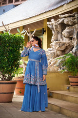 Gorgeous Pink Georgette Embroidery Work Palazzo Suit