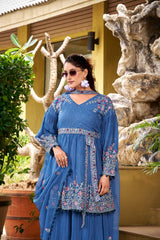 Gorgeous Pink Georgette Embroidery Work Palazzo Suit