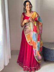 Glorious Red Georgette Handcrafted Lehenga Choli