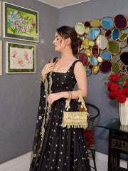 Stunning Black Silk with Sequins Work Anarkali Gown