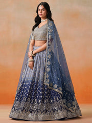 Glorious Blue Georgette Sequence Work Lehenga
