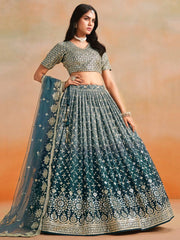 Glorious Blue Georgette Sequence Work Lehenga