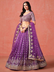 Glorious Blue Georgette Sequence Work Lehenga