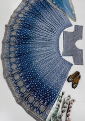 Glorious Blue Georgette Sequence Work Lehenga