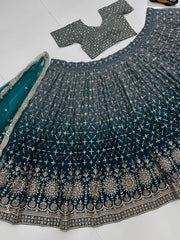 Glorious Blue Georgette Sequence Work Lehenga