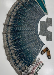 Glorious Blue Georgette Sequence Work Lehenga