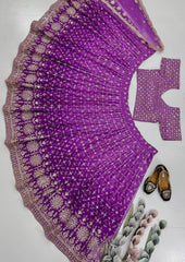 Glorious Blue Georgette Sequence Work Lehenga