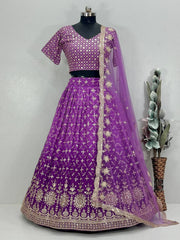Glorious Blue Georgette Sequence Work Lehenga