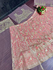Pretty Peach Net With Embroidery Work Lehenga Choli