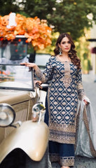 Lovely Blue Georgette Sequence Work Palazzo Suit