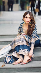 Lovely Blue Georgette Sequence Work Palazzo Suit