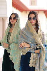 Glorious Blue Velvet with Zari Work Palazzo Suit
